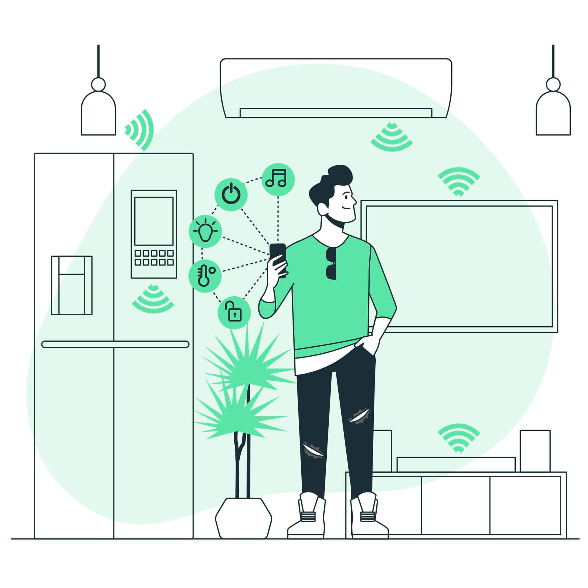 Ilustración de la interconectividad de una Smart home.
