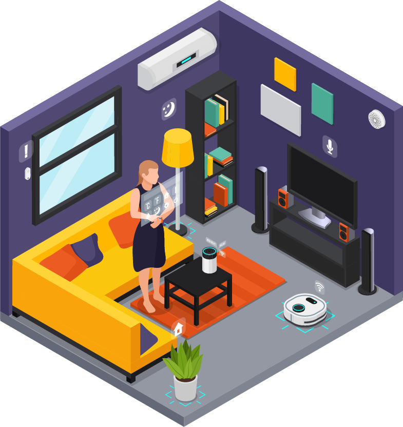 Ilustración de una habitación Smart home